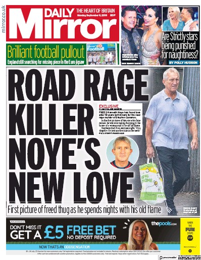 Daily Mirror Newspaper Front Page (UK) for 9 September 2019