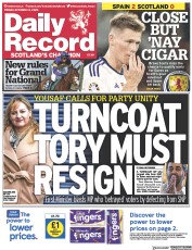 Daily Record (UK) Newspaper Front Page for 13 October 2023