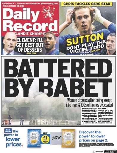 Daily Record (UK) Front Page for 20 October 2023 | Paperboy Online ...