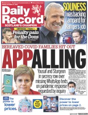 Daily Record (UK) Newspaper Front Page for 27 October 2023