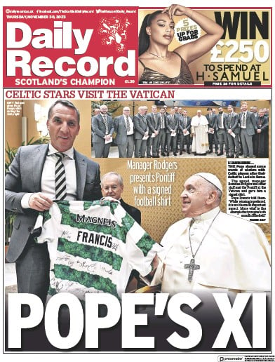 Daily Record Newspaper Front Page (UK) for 30 November 2023