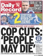 Daily Record (UK) Newspaper Front Page for 3 October 2023