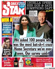 Daily Star (UK) Newspaper Front Page for 10 November 2023