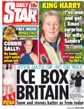 Daily Star (UK) Newspaper Front Page for 10 December 2018
