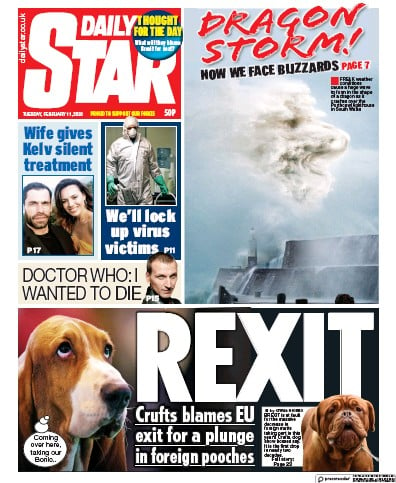 Daily Star Newspaper Front Page (UK) for 11 February 2020