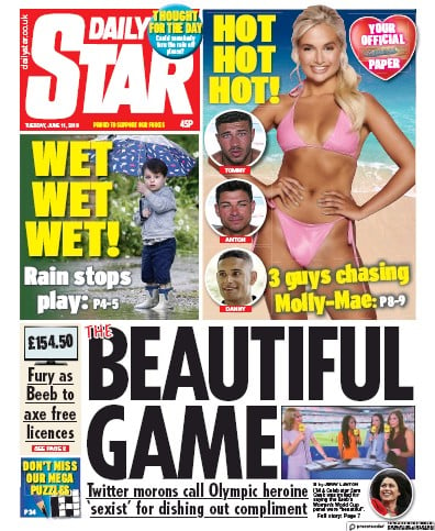 Daily Star Newspaper Front Page (UK) for 11 June 2019