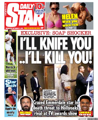 Daily Star Newspaper Front Page (UK) for 11 September 2019