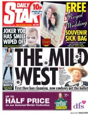 Daily Star (UK) Newspaper Front Page for 12 October 2018