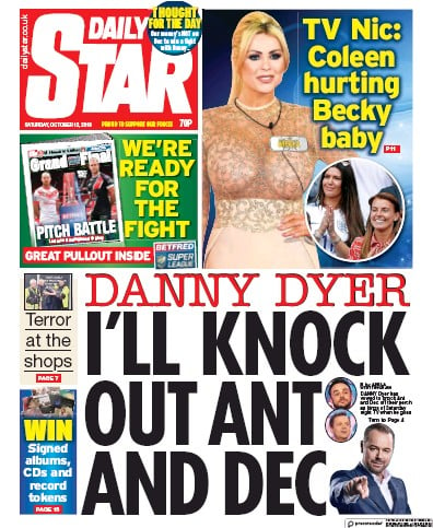 Daily Star Newspaper Front Page (UK) for 12 October 2019