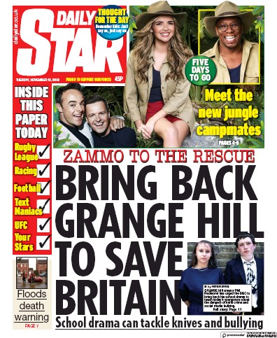 Daily Star Newspaper Front Page (UK) for 12 November 2019