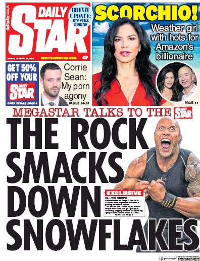 Daily Star Newspaper Front Page (UK) for 12 January 2019