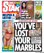 Daily Star (UK) Newspaper Front Page for 13 January 2020