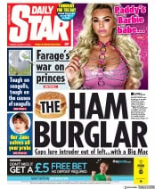 Daily Star (UK) Newspaper Front Page for 13 August 2019