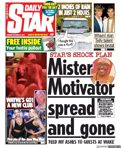 Daily Star Newspaper Front Page (UK) for 14 October 2019