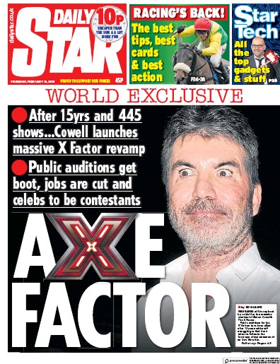 Daily Star Newspaper Front Page (UK) for 14 February 2019