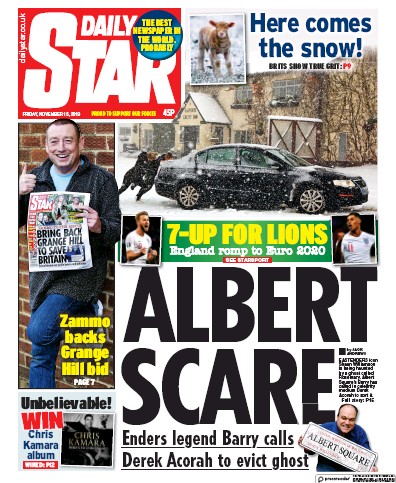 Daily Star Newspaper Front Page (UK) for 15 November 2019