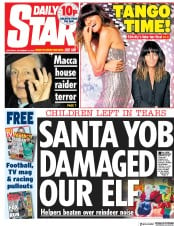 Daily Star (UK) Newspaper Front Page for 15 December 2018