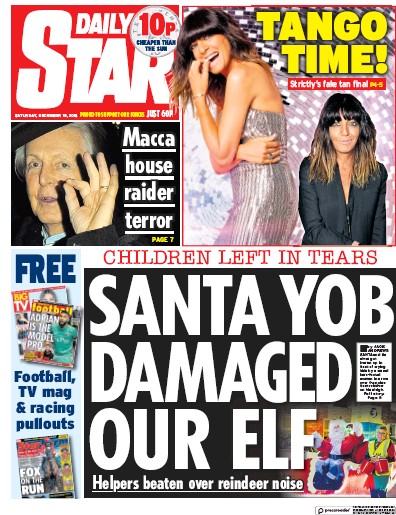 Daily Star Newspaper Front Page (UK) for 15 December 2018