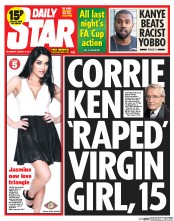 Daily Star Newspaper Front Page (UK) for 15 January 2014