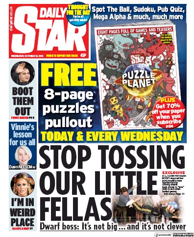 Daily Star Newspaper Front Page (UK) for 16 October 2019