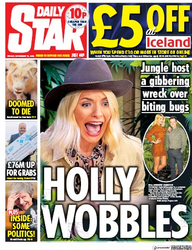 Daily Star Newspaper Front Page (UK) for 16 November 2018