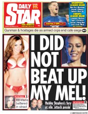 Daily Star Newspaper Front Page (UK) for 16 December 2014