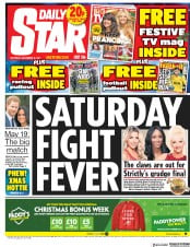 Daily Star (UK) Newspaper Front Page for 16 December 2017