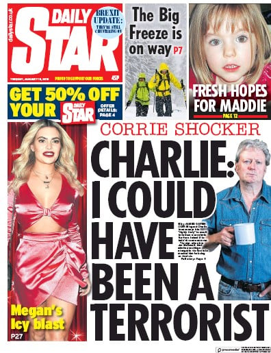 Daily Star Newspaper Front Page (UK) for 16 January 2019