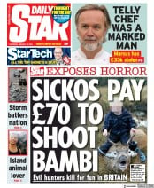 Daily Star (UK) Newspaper Front Page for 16 January 2020
