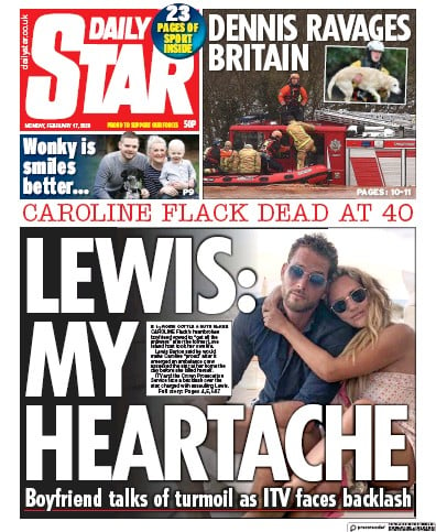 Daily Star Newspaper Front Page (UK) for 17 February 2020