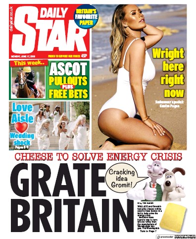 Daily Star Newspaper Front Page (UK) for 17 June 2019