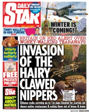 Daily Star (UK) Newspaper Front Page for 18 October 2023