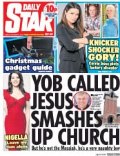 Daily Star (UK) Newspaper Front Page for 18 December 2018