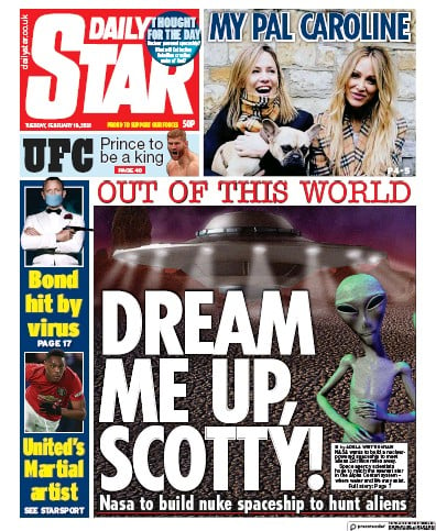 Daily Star Newspaper Front Page (UK) for 18 February 2020