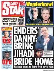 Daily Star (UK) Newspaper Front Page for 19 February 2019