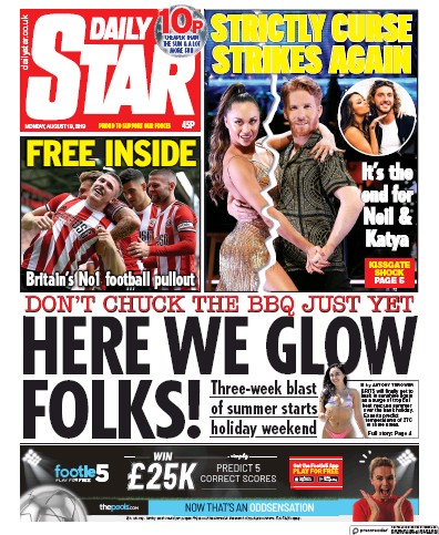 Daily Star Newspaper Front Page (UK) for 19 August 2019
