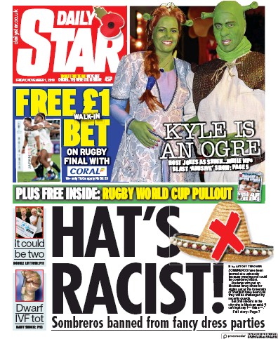 Daily Star Newspaper Front Page (UK) for 1 November 2019