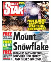 Daily Star (UK) Newspaper Front Page for 1 January 2020