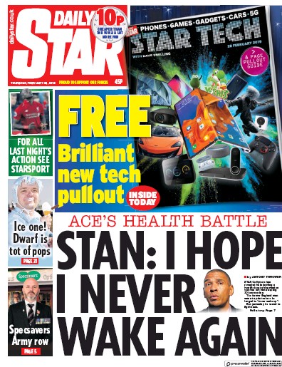 Daily Star Newspaper Front Page (UK) for 1 March 2019