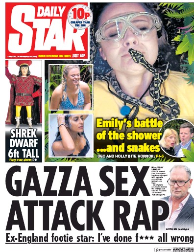 Daily Star Newspaper Front Page (UK) for 20 November 2018