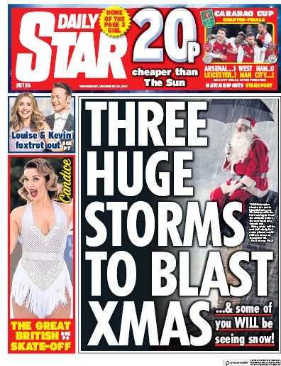 Daily Star Newspaper Front Page (UK) for 20 December 2017