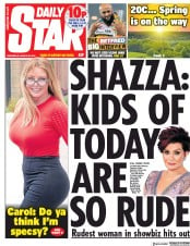 Daily Star (UK) Newspaper Front Page for 20 March 2019