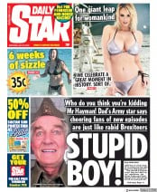Daily Star (UK) Newspaper Front Page for 20 July 2019