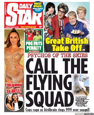 Daily Star Newspaper Front Page (UK) for 20 August 2019