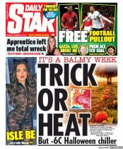 Daily Star (UK) Newspaper Front Page for 21 October 2019