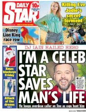 Daily Star (UK) Newspaper Front Page for 21 December 2018