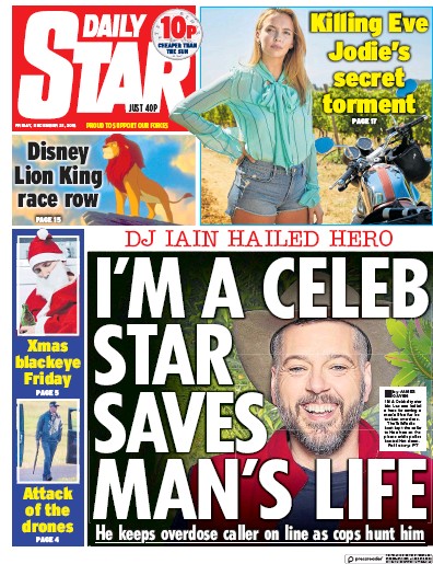 Daily Star Newspaper Front Page (UK) for 21 December 2018