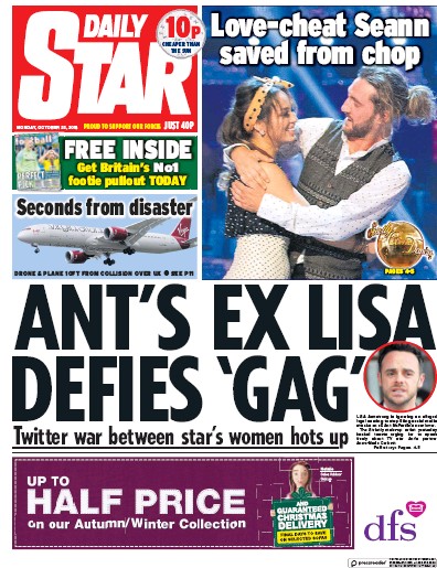 Daily Star Newspaper Front Page (UK) for 22 October 2018