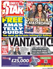 Daily Star (UK) Newspaper Front Page for 22 December 2018