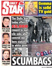 Daily Star (UK) Newspaper Front Page for 22 January 2019